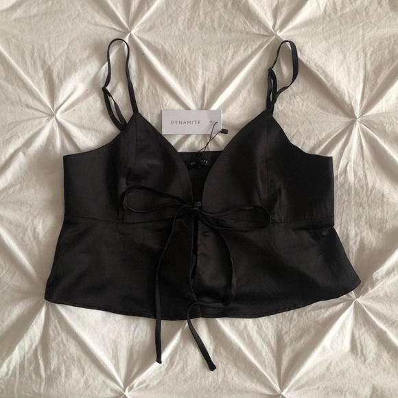 dynamite front tie satin cami - Picture 1 of 3
